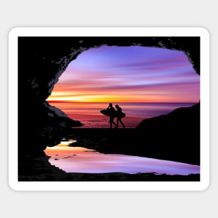 Purple Beach Cave Sunset Sticker